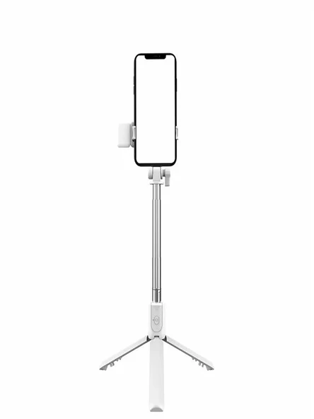 2in1 Masüstü Işıklı Tripod Bluetooth Kumandlı Selfie Çubuğu Ios ve Android Uyumlu Beyaz - 4