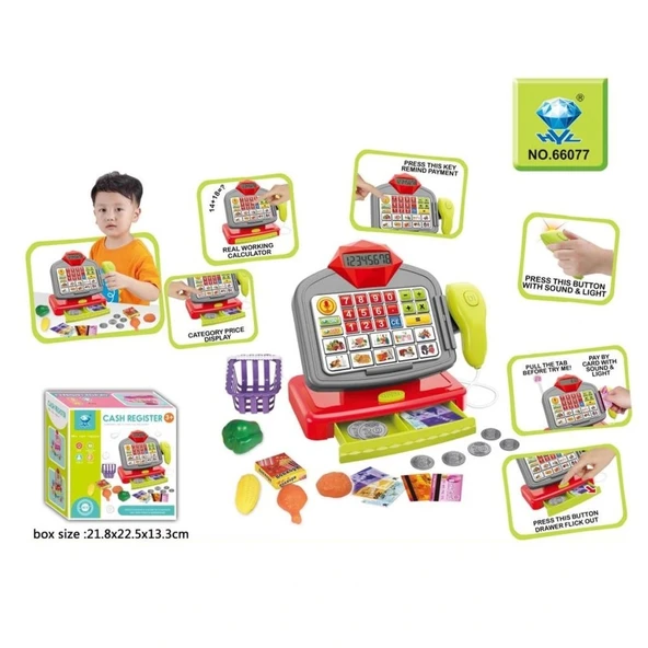 Nessiworld HUA-66075-66077 Işıklı ve Sesli Elektronik Yazarkasa -Vardem - Resim 5