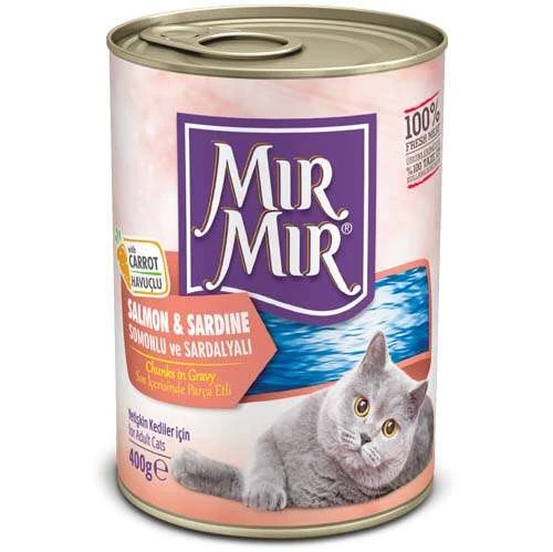 MIRMIR SARDALYA & SOMON PARÇA ETLİ KEDI KONSERVE 400 GR ürün görseli