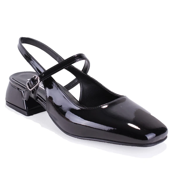 Dagoster DZA07-81500 Siyah Rugan Klasik Topuklu Kadın Ayakkabı