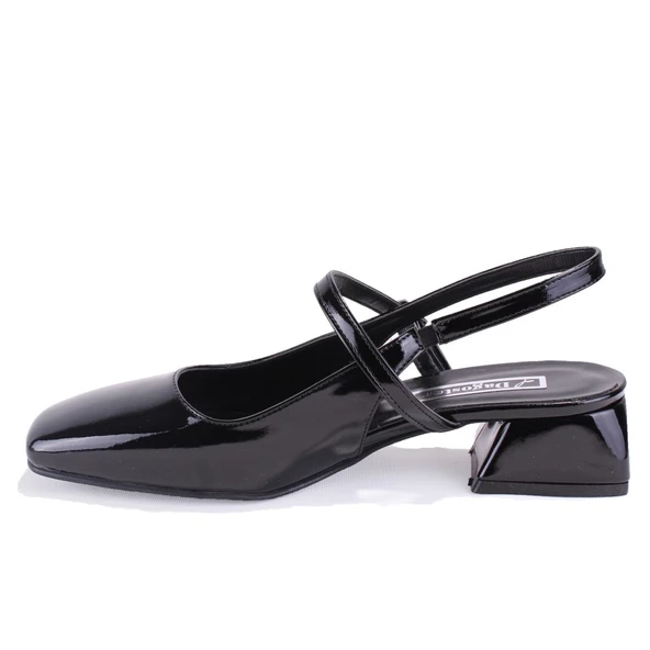 Dagoster DZA07-81500 Siyah Rugan Klasik Topuklu Kadın Ayakkabı - 3