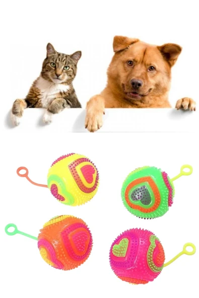 TİNEKE  Kalpli Model Işıklı Oyun Topu 6,5 cm Kedi Köpek Oyun Topu 1 ADET