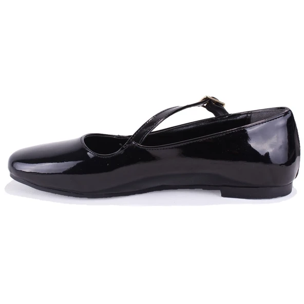 Dagoster DZA07-115055 Siyah Rugan Günlük Babet Kadın Ayakkabı - 3