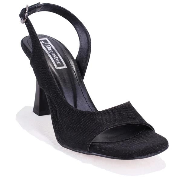 Dagoster DZA07-928455 Siyah Simli Abiye Topuklu Kadın Ayakkabı