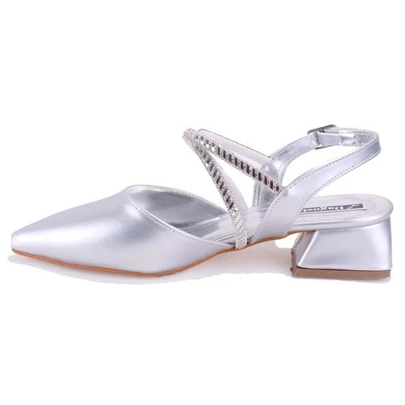 Dagoster DZA07-1143311 Gümüş Klasik Topuklu Kadın Ayakkabı - 3