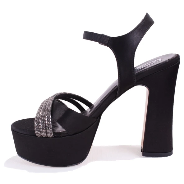 Dagoster DZA07-337351 Siyah Saten Platform Topuklu Kadın Ayakkabı - 3