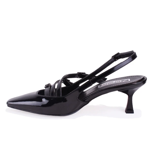 Dagoster DZA07-725491 Siyah Rugan Klasik Topuklu Kadın Ayakkabı - 3