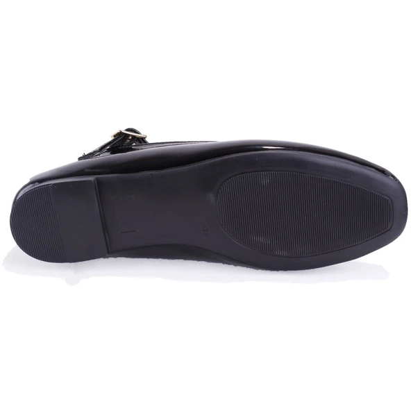 Dagoster DZA07-115055 Siyah Rugan Günlük Babet Kadın Ayakkabı - 4