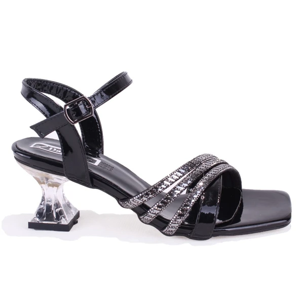 Dagoster DZA07-1284055 Siyah Rugan Şeffaf Topuklu Abiye Kadın Ayakkabı - 2