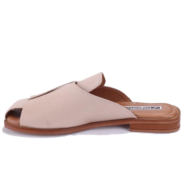 Dagoster DZA07-60216229 Bej Günlük Ortopedik Deri Spor Kadın Terlik - 3