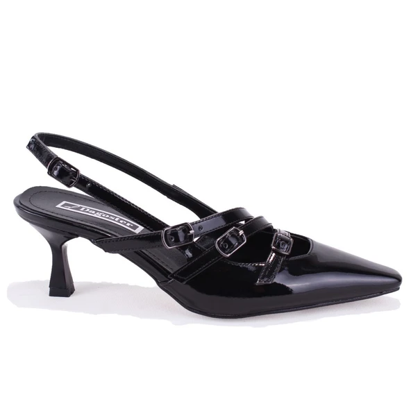 Dagoster DZA07-725491 Siyah Rugan Klasik Topuklu Kadın Ayakkabı - 2