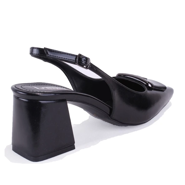 Dagoster DZA07-11363017 Siyah Rugan Klasik Topuklu Kadın Ayakkabı - 4