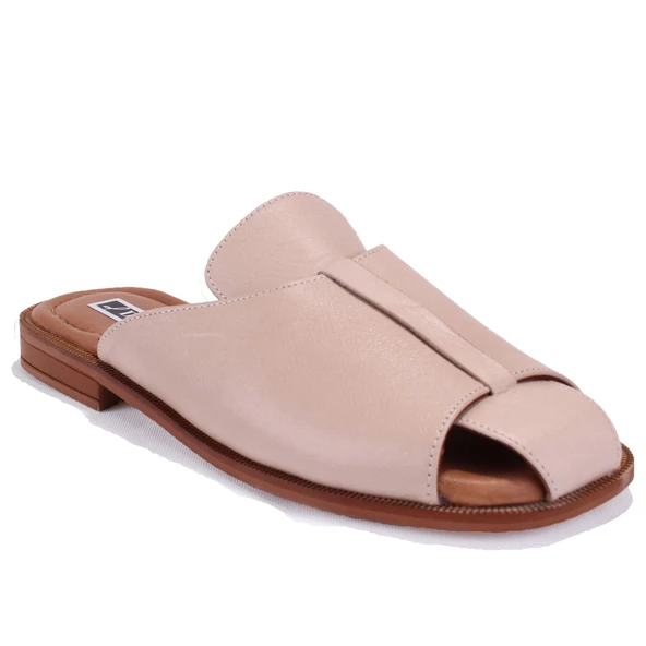 Dagoster DZA07-60216229 Bej Günlük Ortopedik Deri Spor Kadın Terlik