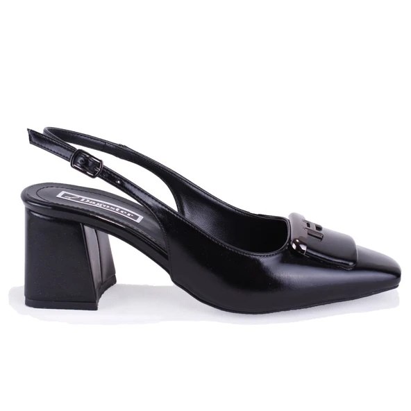 Dagoster DZA07-11363017 Siyah Rugan Klasik Topuklu Kadın Ayakkabı - 2