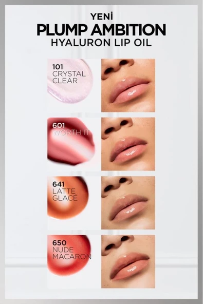 L'OREAL PARİS Plump Ambition Hyaluron Lip Oil Besleyici ve Nemlendirici Dudak Parlatıcısı - 101 Cristal Clear - 8