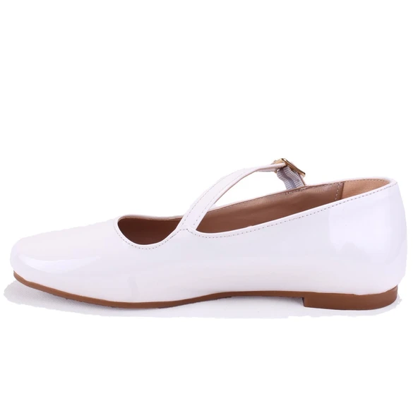 Dagoster DZA07-115055 Beyaz Rugan Günlük Babet Kadın Ayakkabı - 3