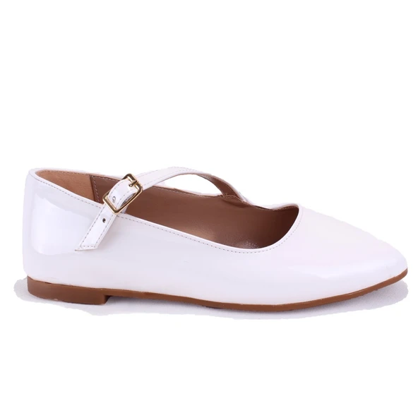 Dagoster DZA07-115055 Beyaz Rugan Günlük Babet Kadın Ayakkabı - 2