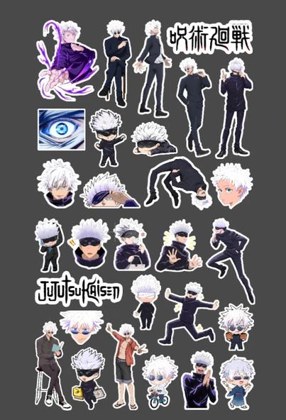 Satoru Gojo- Jujutsu Kaisen anime çıkartması 2 Li etiket seti - 5