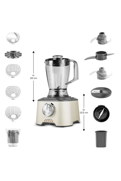 x Refika Birgül Mastermaid Power 10 in 1 Mutfak Robotu Swiss Cream 2000w - 2