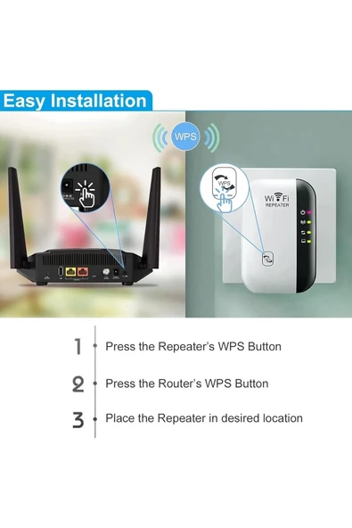 Menzil Genişletici 300 Mbps Wireless-N WiFi Repeater Sinyal Güçlendirici Ev Ofis İş Yeri İçin - 5