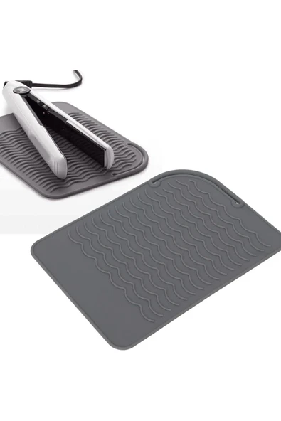 TİNEKE  Saç Maşası Isıya Dayanıklı Silikon Mat Kaymaz Düz Isıya Dayanıklı Mat - 2