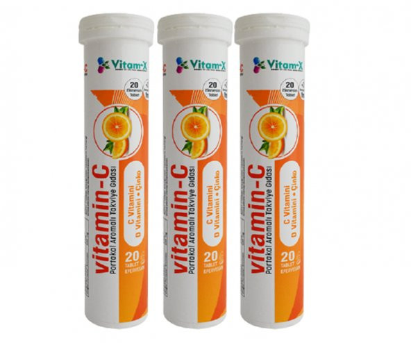 Vitam-X Vitamin C + D Vitamini + Çinko 3x20 Efervesan Tablet