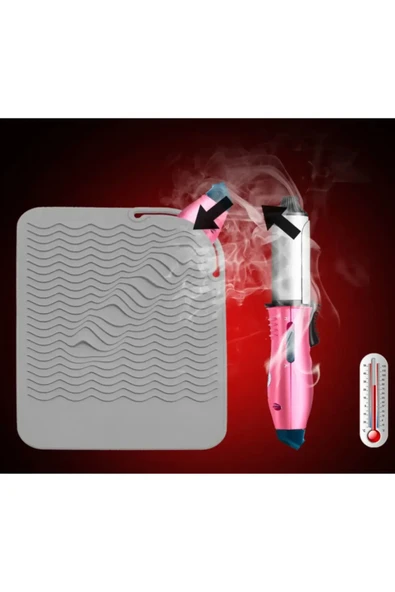 TİNEKE  Saç Maşası Isıya Dayanıklı Silikon Mat Kaymaz Düz Isıya Dayanıklı Mat - 5