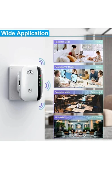 Menzil Genişletici 300 Mbps Wireless-N WiFi Repeater Sinyal Güçlendirici Ev Ofis İş Yeri İçin - 6
