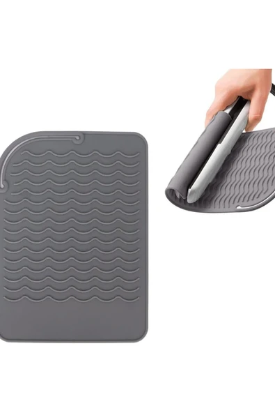 TİNEKE  Saç Maşası Isıya Dayanıklı Silikon Mat Kaymaz Düz Isıya Dayanıklı Mat - 3