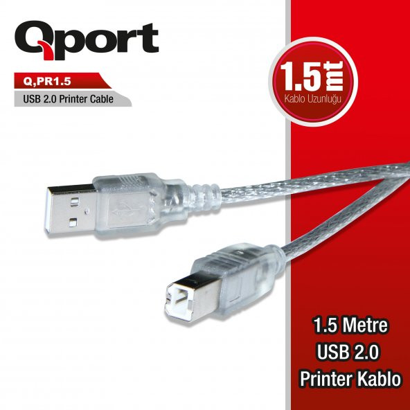 QPORT Q-PR1.5 1,5m USB 2.0 YAZICI KABLOSU