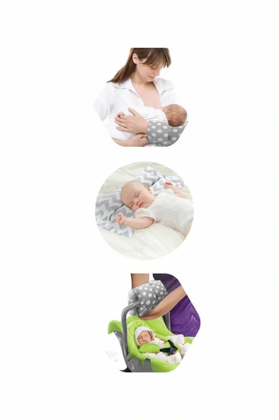 Nessiworld   Çok Amaçlı Emzirme Yastığı 523 Gri Zigzag - Resim 2