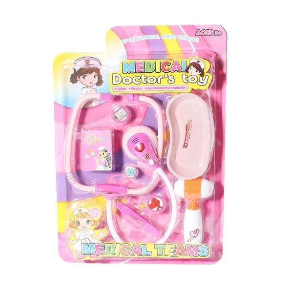 NessiWorld 66001C-16 Sesli ve Işıklı Doktor Seti -Pembe - 2