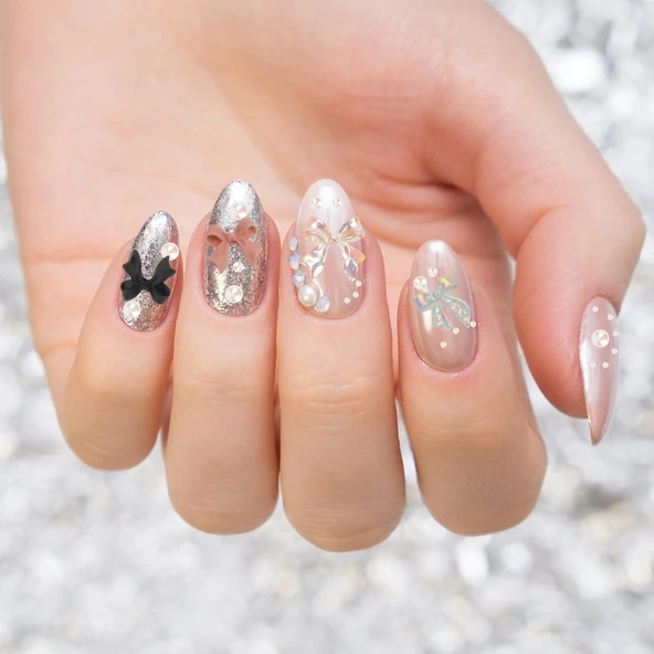 Tırnak Süsleme Charm Nail Art Charm Taşları Fiyonk Dizayn Mix 3D Tırnak Süsleri - Resim 3