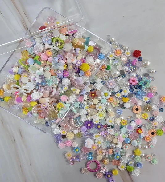 Tırnak Süsleme Charm Nail Art Charm Taşları Çiçek Dizayn Mix 3D Tırnak Süsleri