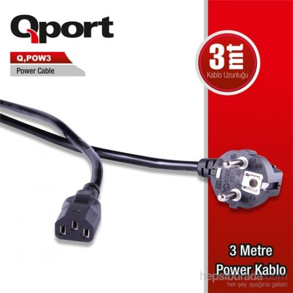 QPORT Q-POW3 3,0m PC POWER KABLOSU.BAKIR,075mm. Q-POW3