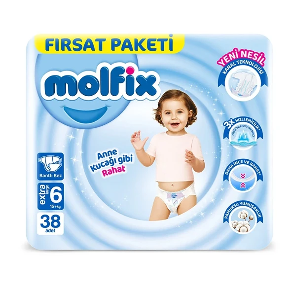 Nessiworld Molfix Bebek Bezi Fırsat Paketi 6 Beden 15+ Kg 38 Adet ürün görseli