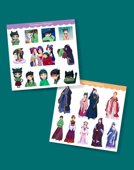 Eczacının Günlüğü Maomao - Kusuriya no Hitorigoto 2li sticker set-parlak kağıt - 2