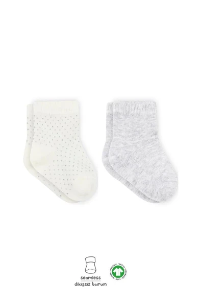 Nessiworld Bistyle Puan Derby Penye Soket Çorap 2'Li BS10103 Gri Ekru