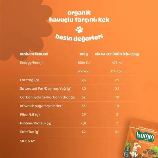 Nessiworld Humm Organik Havuçlu Tarçınlı Vegan Kek 30 Gr - Resim 5