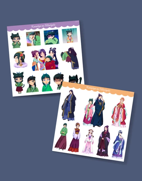 Eczacının Günlüğü Maomao - Kusuriya no Hitorigoto 2li sticker set-parlak kağıt