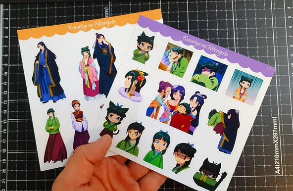 Eczacının Günlüğü Maomao - Kusuriya no Hitorigoto 2li sticker set-parlak kağıt - 10