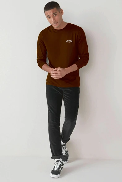 Erkek Uzun Kollu New York Baskılı Baskılı Tshırt SPR25TS37 - 7