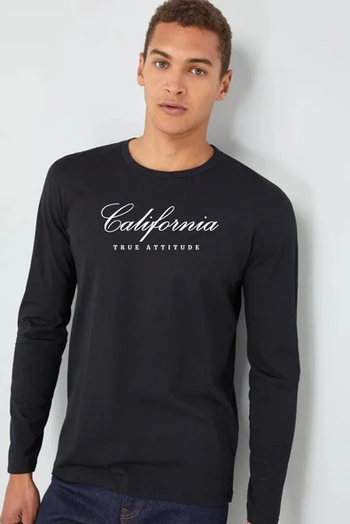 Erkek Uzun Kollu California Baskılı Baskılı Tshırt SPR25TS38