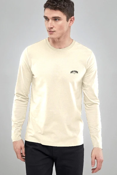 Erkek Uzun Kollu New York Baskılı Baskılı Tshırt SPR25TS37 - 9