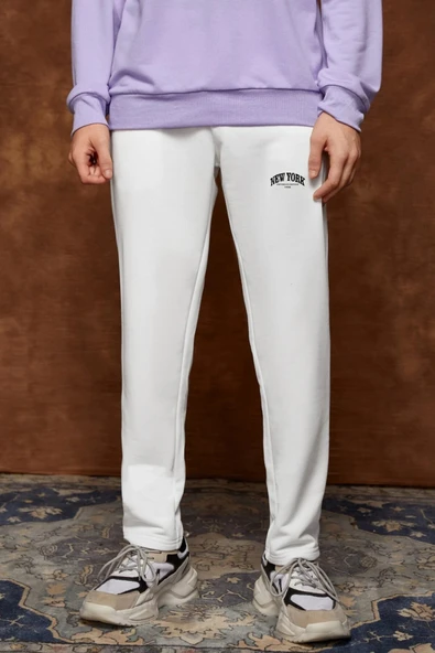 Erkek Regular Fit New York Baskılı İnce Eşofman Altı SPR25EA01 - Resim 11