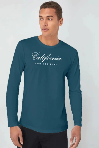 Erkek Uzun Kollu California Baskılı Baskılı Tshırt SPR25TS38 - 11