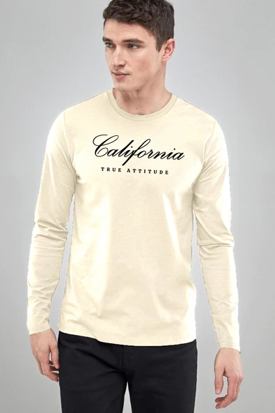 Erkek Uzun Kollu California Baskılı Baskılı Tshırt SPR25TS38 - 5