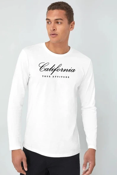 Erkek Uzun Kollu California Baskılı Baskılı Tshırt SPR25TS38 - 9