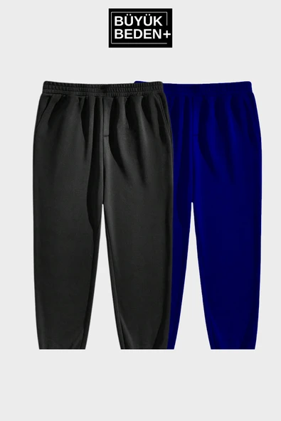 ikili Büyük Beden Reçme Paça İnce Eşofman Altı SPR25BEA52-2 - 4