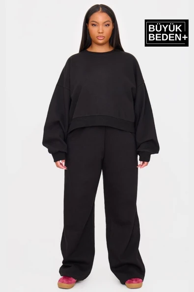 ikili Büyük Beden Reçme Paça İnce Eşofman Altı SPR25BEA52-2 - 5